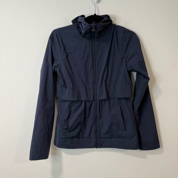 Lululemon Kicking Asphalt Jacket Coat Full Zip Blue 2 Vented Hooded - Picture 2 of 8
